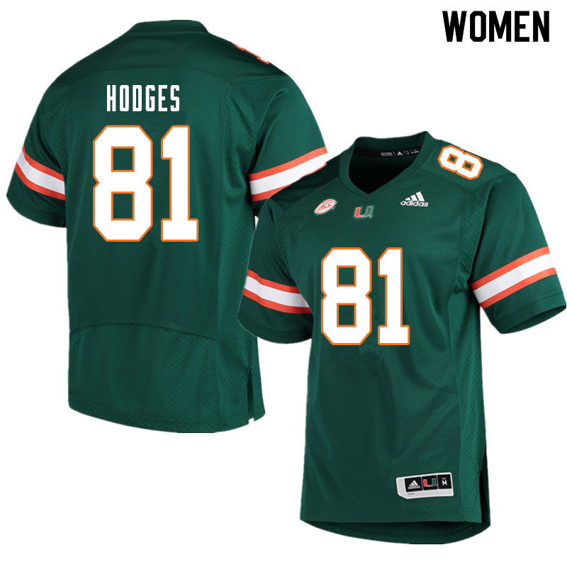 Women #81 Larry Hodges Miami Hurricanes College Football Jerseys Sale-Green - Click Image to Close